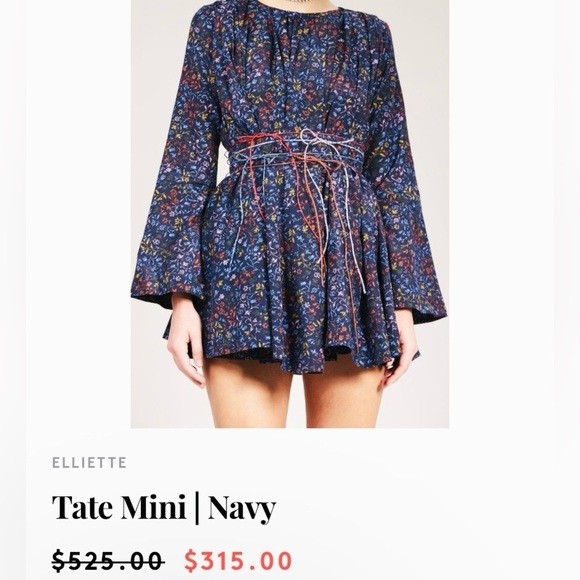 Elliette Tate Silk Cotton Mini Dress New Ditsy Floral Feminine Romantic Party - Picture 17 of 17